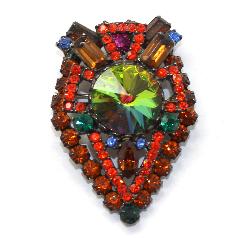 Orange Baguettes Rivoli/Margarita Brooch