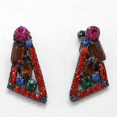 Orange Baguettes Earrings Clip
