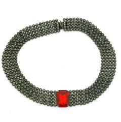 Red Emerald Cut Necklace