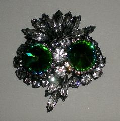 Green Navettes Rivoli/Margarita Brooch