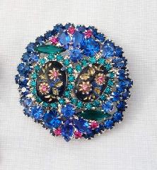 Blue Cabochons Molded/Cut Brooch