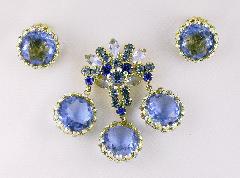 Blue Framed Disks Brooch