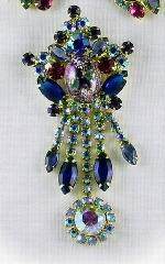 Blue Cabochons Painted (hand/Transfer) Pin Pendant
