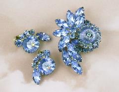 Blue Navettes Rivoli/Margarita Earrings Clip
