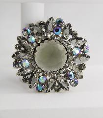 Gray (black Diamond) Navettes Brooch