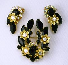Black (jet) Navettes Earrings Clip