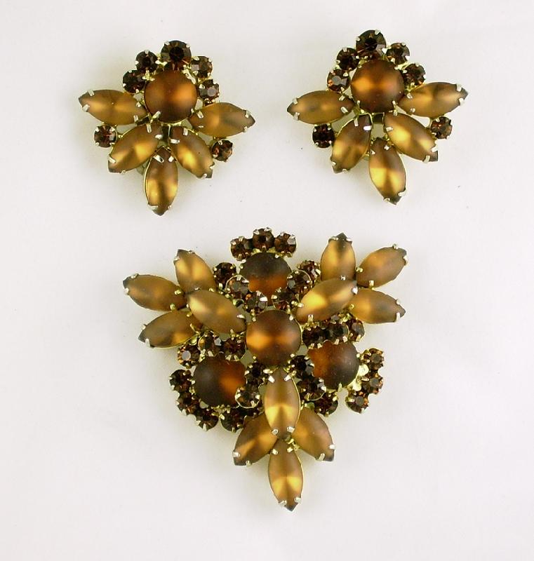 Front view of Topaz Navettes Frosted Earrings Clip
