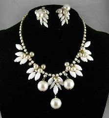 White (chalk Or Milk) Navettes Earrings Clip