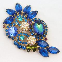 Blue Oval Multi-Color/Shaded Brooch