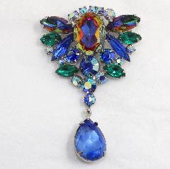 Blue Pear Multi-Color/Shaded Brooch
