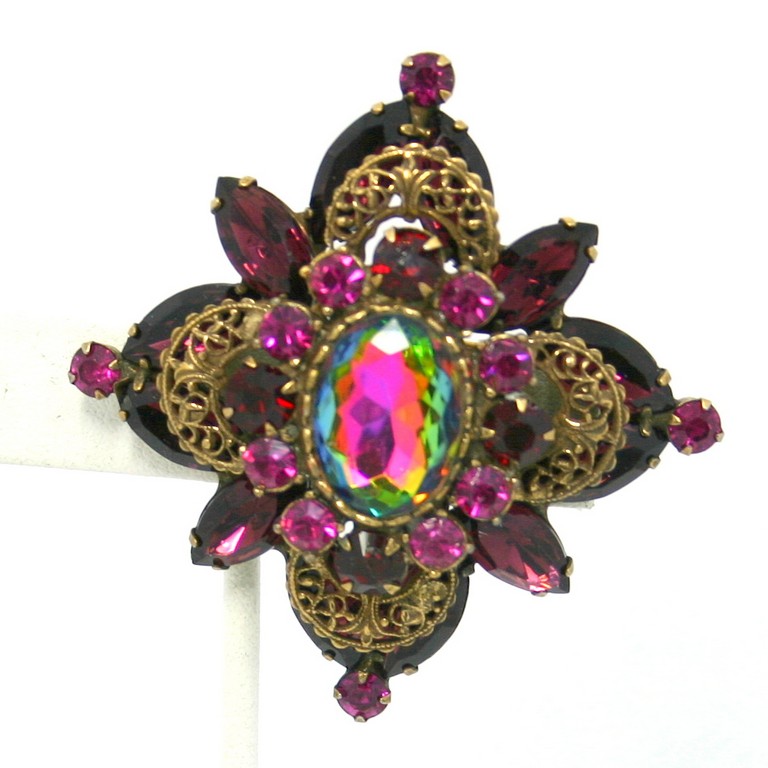 Front view of Oval Multi-Color/Shaded Brooch