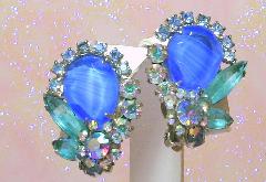 Blue Pear Givre Earrings Clip
