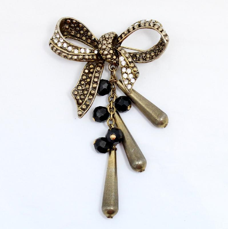 Front view of Black (jet) Chatons Only Brooch