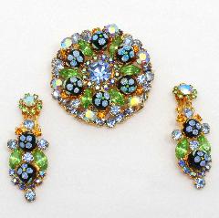 Blue Chatons Only Painted (hand/Transfer) Earrings Clip