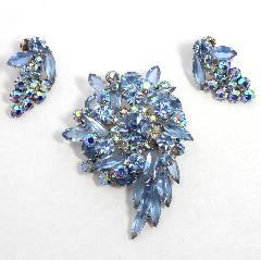 Blue Navettes Earrings Clip