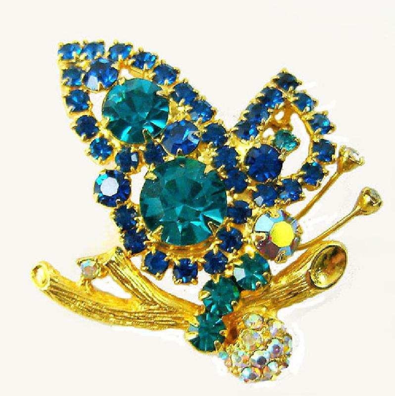 Front view of Blue Chatons Only Brooch