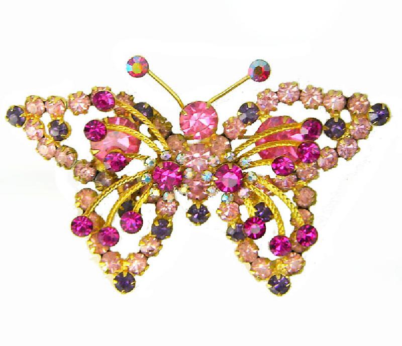 Front view of Pink Chatons Only Brooch