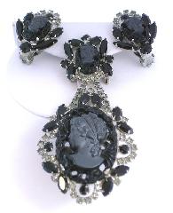 Black (jet) Navettes Earrings Clip