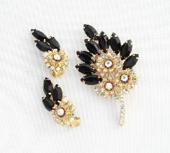 Black (jet) Navettes Brooch