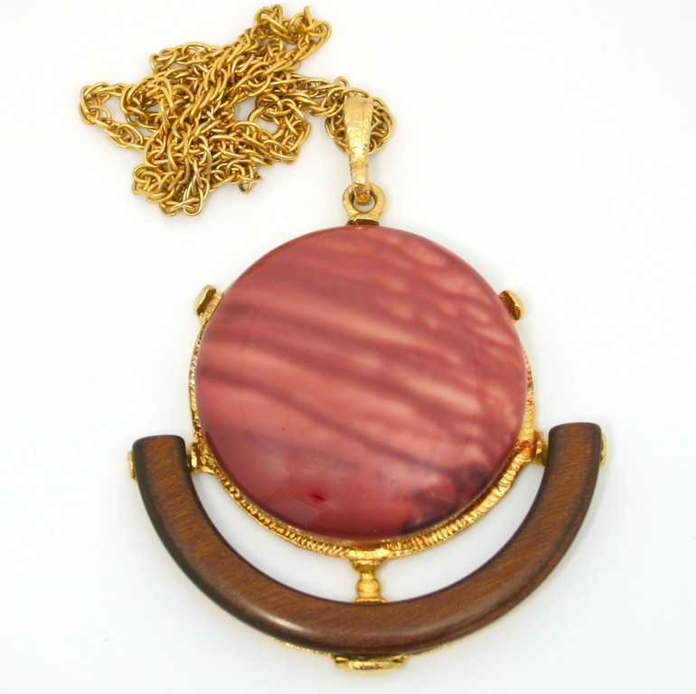 Front view of Pink Wood Pendant