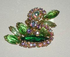 Green Navettes Brooch
