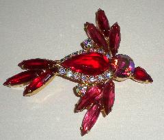 Red Navettes Brooch