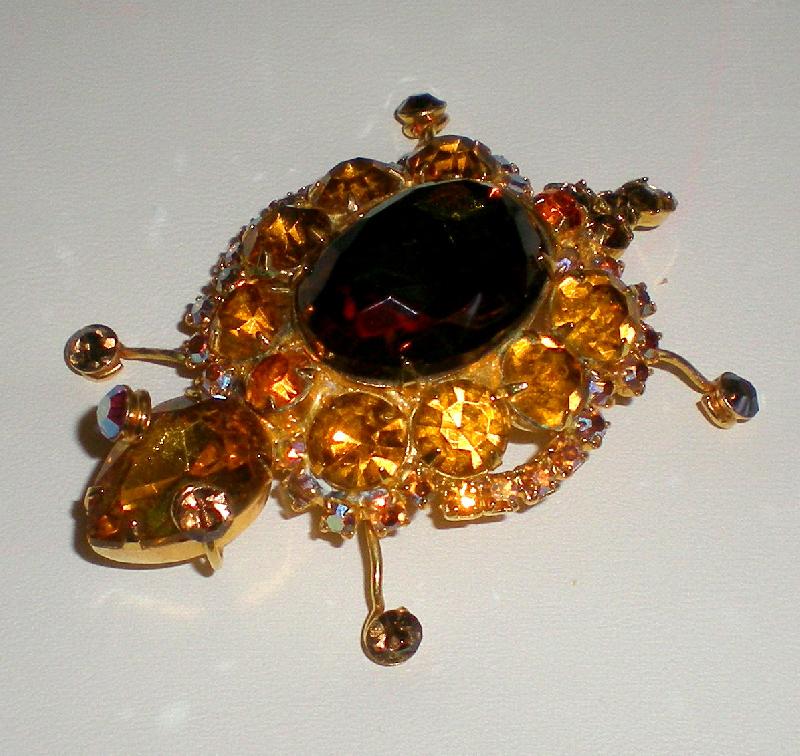 Front view of Topaz Oval Multi-Color/Shaded Brooch