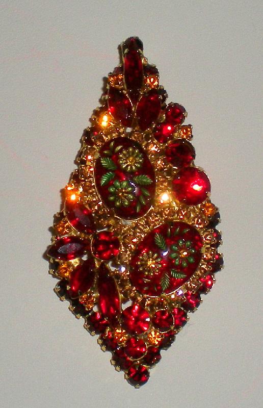 Front view of Red Cabochons Molded/Cut Pin Pendant