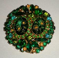 Green Cabochons Molded/Cut Brooch