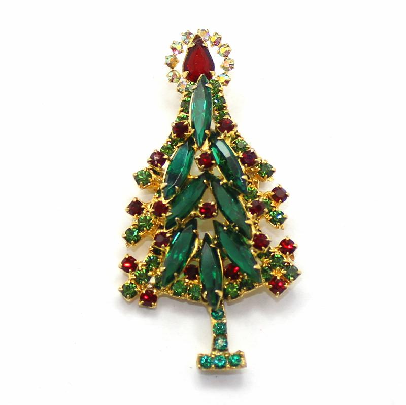 Front view of Green Navettes Brooch
