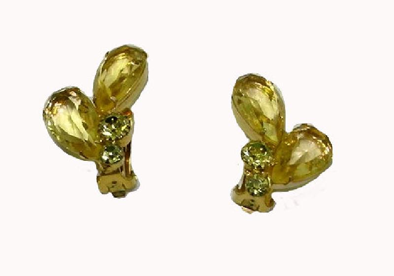 Front view of Yellow Pear Earrings Clip