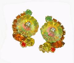 Yellow Navettes Rivoli/Margarita Earrings Clip