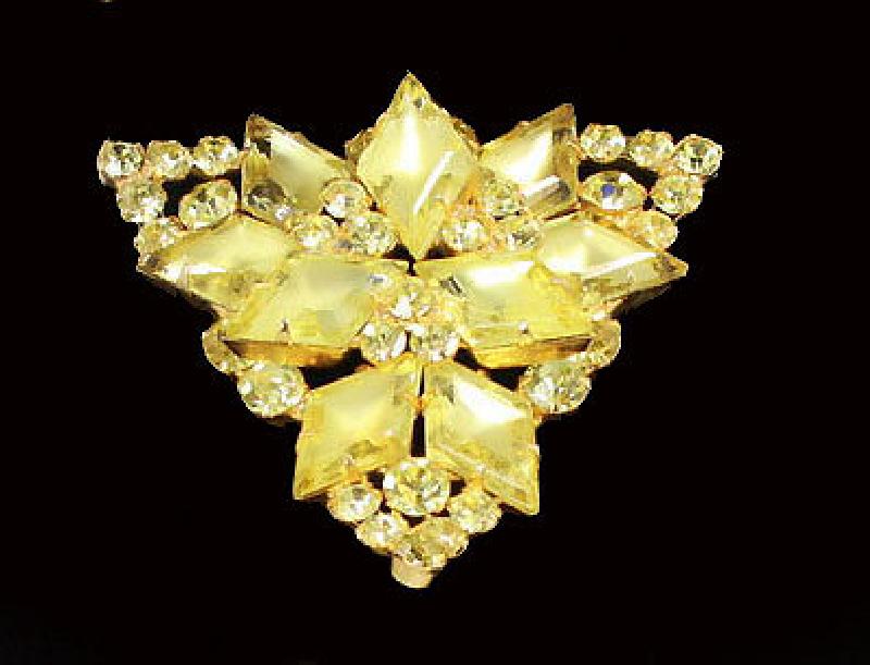 Front view of Yellow Diamond Frosted Brooch