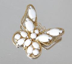 White (chalk Or Milk) Navettes Brooch