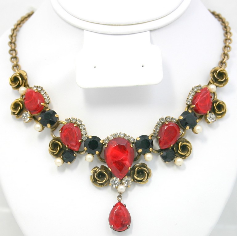 Front view of Red Pear Necklace