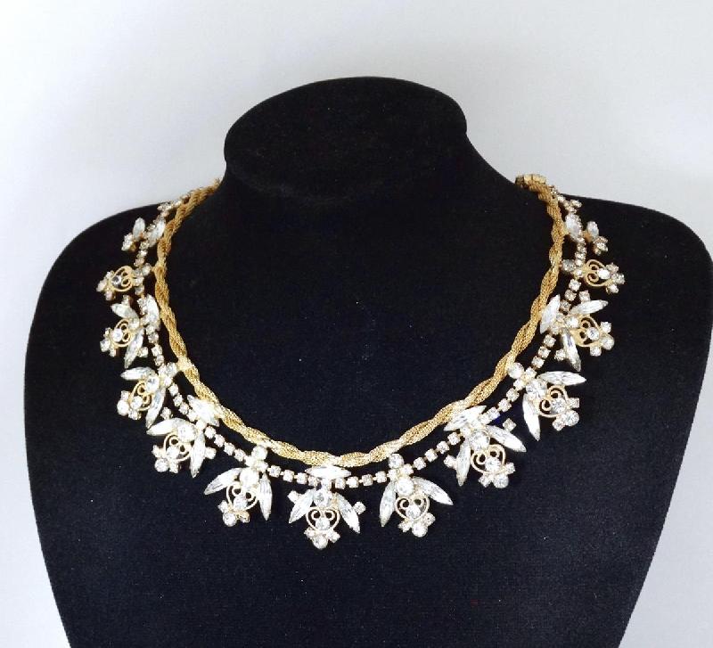 Front view of Clear Navettes Necklace