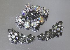 Gray (black Diamond) Navettes Earrings Clip