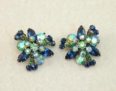 Blue Navettes Earrings Clip
