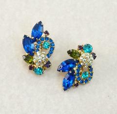 Blue Navettes Earrings Clip