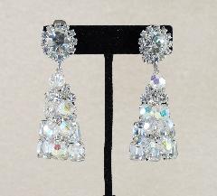 Clear Emerald Cut Earrings Clip