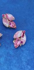 Pink Baguettes Molded/Cut Earrings Clip