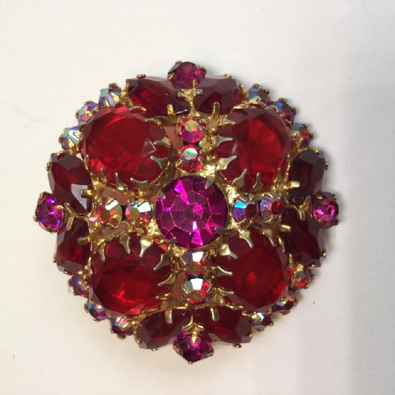 Front view of Red Oval Brooch