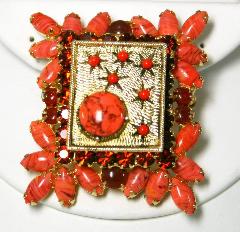 Orange Navettes Multi-Color/Shaded Pin Pendant