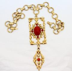 Red Cabochons Plastic Pendant