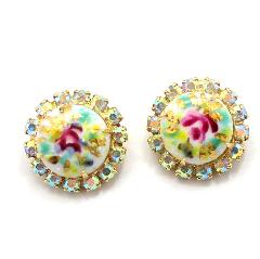 AB Cabochons Painted (hand/Transfer) Earrings Clip