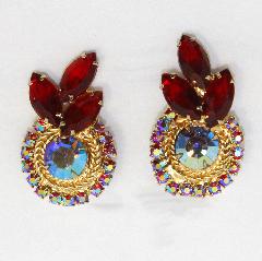 Red Navettes Earrings Clip