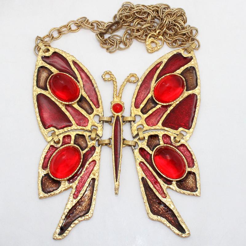Front view of Red Cabochons Plastic Pendant