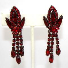Red Navettes Earrings Clip