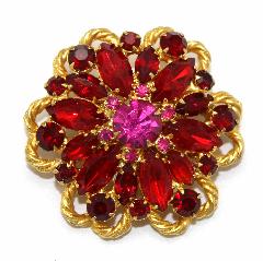 Red Navettes Brooch