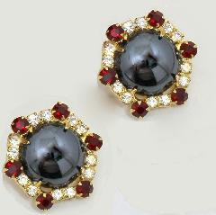 Hematite Cabochons Earrings Clip